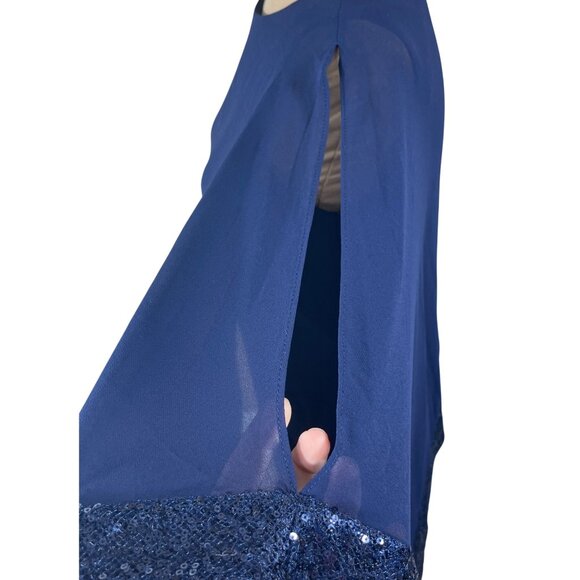 VTG Chaps Shift Dress Party Cocktail Navy Blue Sequined Size 10 - Picture 4 of 10